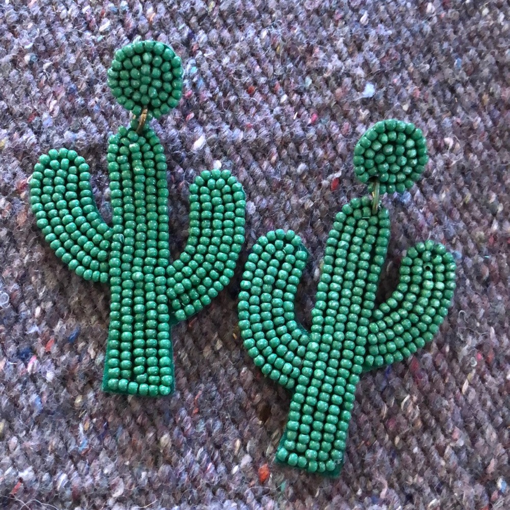 Cactus earrings hand beaded